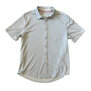 Tommy Bahama Tencel Modal Polo Short Sleeve Shirt Gray Mens size Large